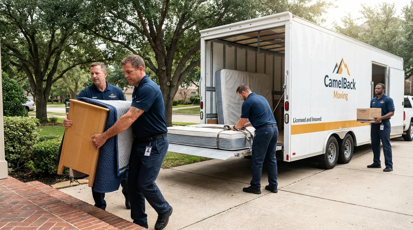 Crew loading residential truck for cross-state move from Congress, AZ