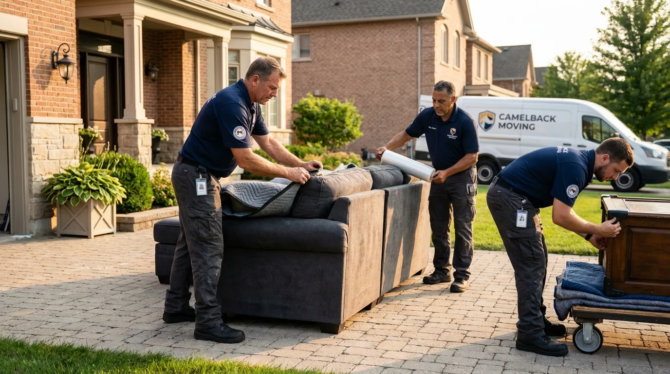 Large estate moving crew wrapping furniture in Congress, AZ